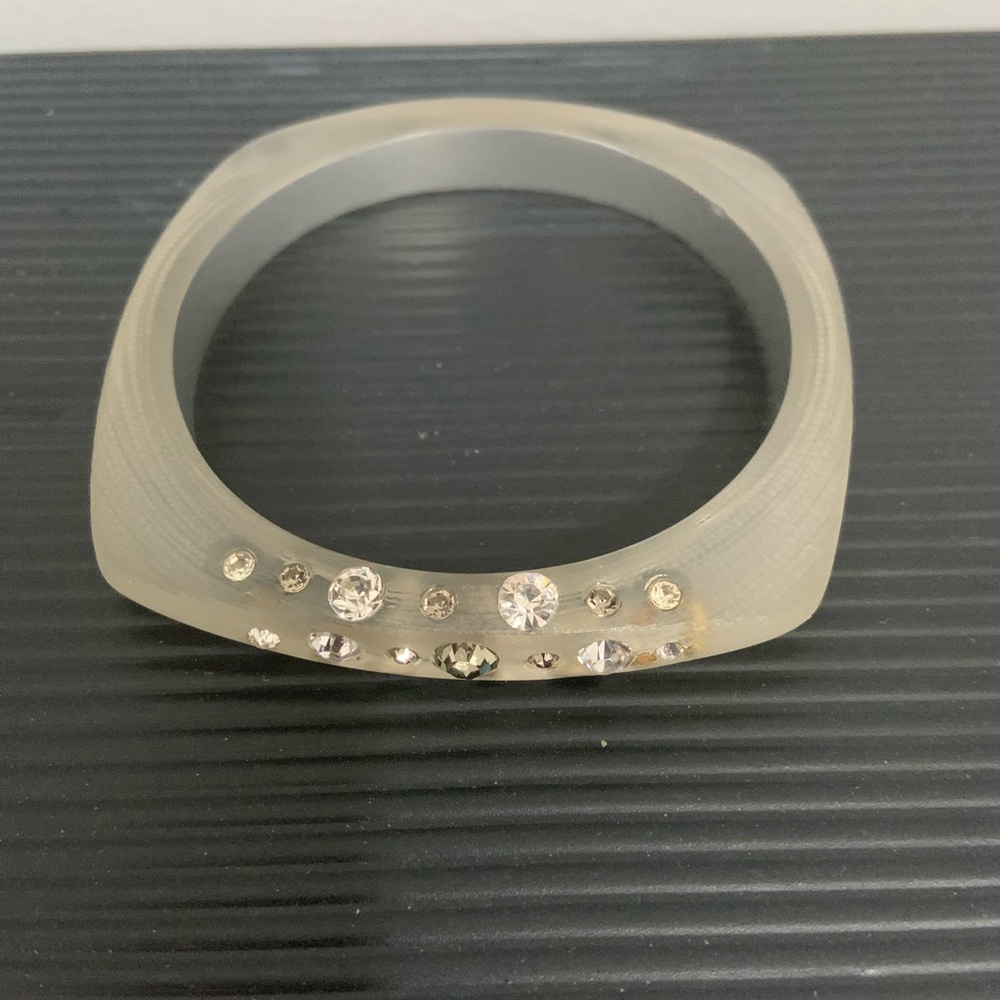 Lucite Bangle with Rhinestones - Picture 2 of 4